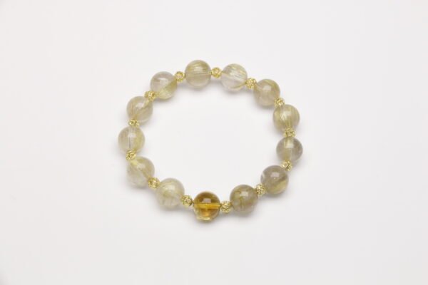 Amber Golden Rhyme: Handmade Bracelet with Yellow Hair Crystal and Yellow Pagoda Crystal as the Main Bead - 图片 2