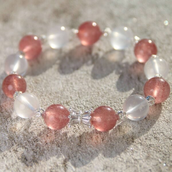 Strawberry Quartz Bracelet, Handmade Design of Natural Crystal Bracelet - 图片 5