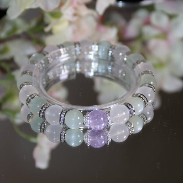 Above the Moonlight" Handmade Crystal Bracelet with Moonstone and Amethyst