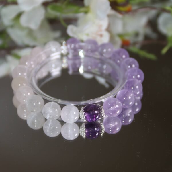 Lavender Amethyst-Rose Quartz and Amethyst Main Bead in the Style of Lush Grape Vines - 图片 2