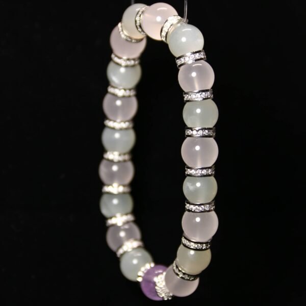 Above the Moonlight" Handmade Crystal Bracelet with Moonstone and Amethyst - 图片 4