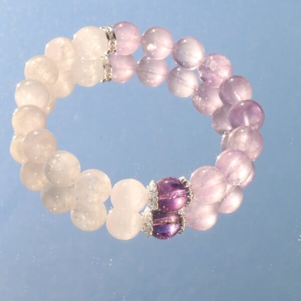 Lavender Amethyst-Rose Quartz and Amethyst Main Bead in the Style of Lush Grape Vines - 图片 4
