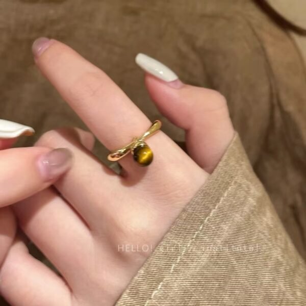 Maillard Retro Gold Sunflower Tiger Eye Ring | New Arrival | High-End Ring with Niche Design and Luxurious Jewelry - 图片 5