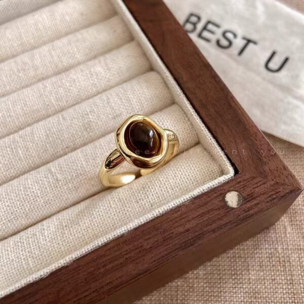 Maillard Retro Gold Sunflower Tiger Eye Ring | New Arrival | High-End Ring with Niche Design and Luxurious Jewelry - 图片 10