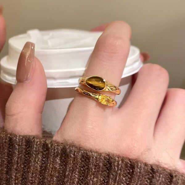 Maillard Retro Gold Sunflower Tiger Eye Ring | New Arrival | High-End Ring with Niche Design and Luxurious Jewelry - 图片 15