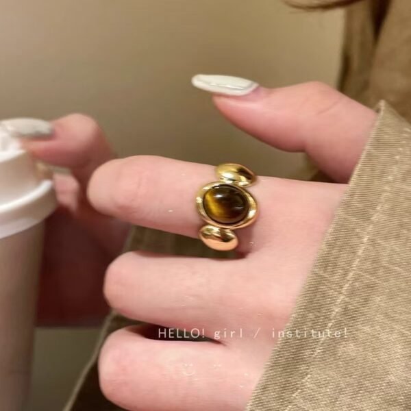 Maillard Retro Gold Sunflower Tiger Eye Ring | New Arrival | High-End Ring with Niche Design and Luxurious Jewelry - 图片 9