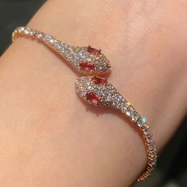 Red Spirit Snake" Ultra-Shiny Micro-Pave Zircon Red Snake Bracelet | New Arrival | Fashionable and Unique Design Jewelry - 图片 5