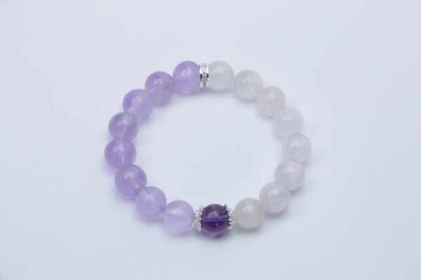 Lavender Amethyst-Rose Quartz and Amethyst Main Bead in the Style of Lush Grape Vines