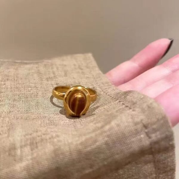 Maillard Retro Gold Sunflower Tiger Eye Ring | New Arrival | High-End Ring with Niche Design and Luxurious Jewelry - 图片 13