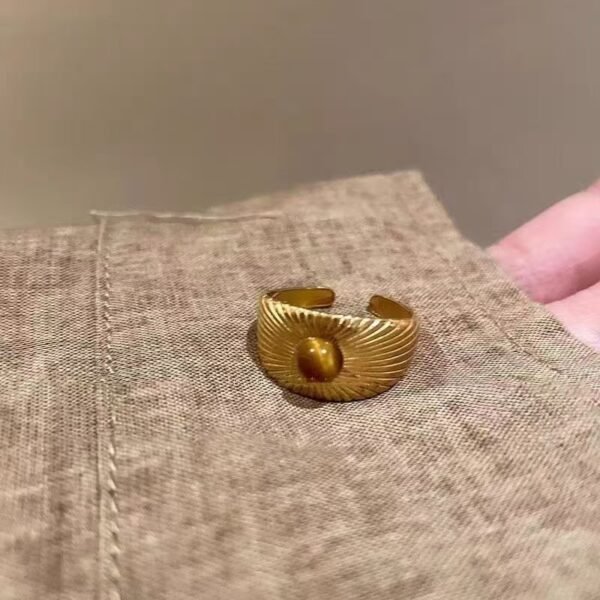 Maillard Retro Gold Sunflower Tiger Eye Ring | New Arrival | High-End Ring with Niche Design and Luxurious Jewelry - 图片 12