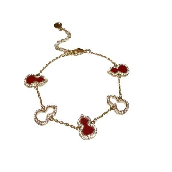 New Chinese-Style Zircon Gourd Combination Bracelet with Oriental Elegance, Fashionable Hand Ring, Niche Trendy Commuting Accessory - 图片 3