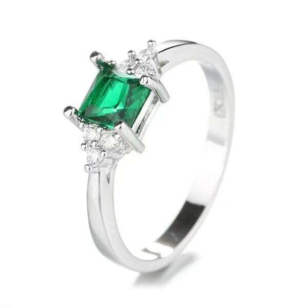 Square Emerald Ring with Niche Luxury Aesthetic, Zirconia Ring for Women, Exuding Elegance and Timeless Charm, Non-Fading Design