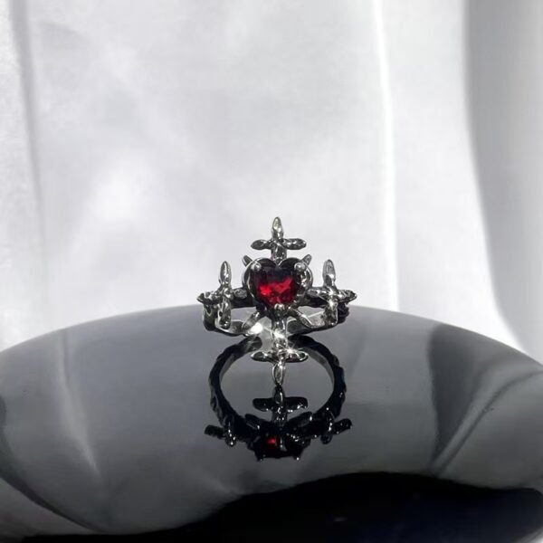 New Arrival Red Enamel Sweet Punk Ins Minimalist Fashion Niche Design Exquisite High-End Personal Ring - 图片 3
