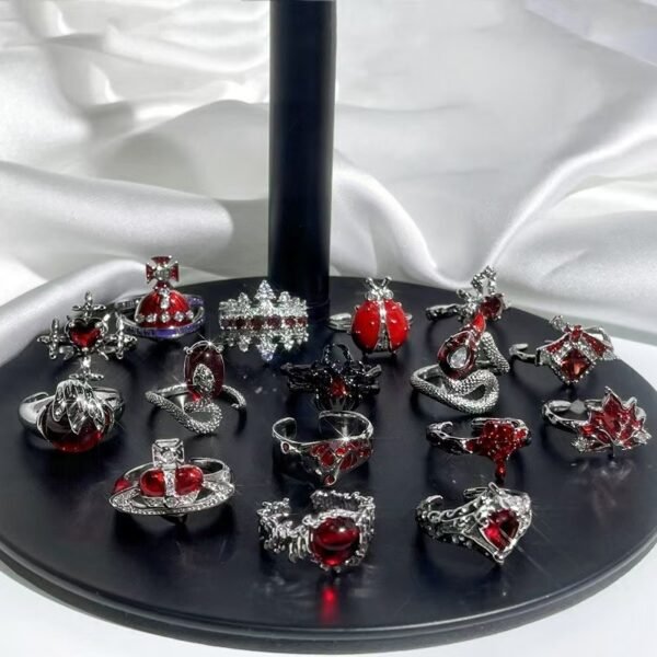 New Arrival Red Enamel Sweet Punk Ins Minimalist Fashion Niche Design Exquisite High-End Personal Ring