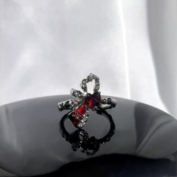 New Arrival Red Enamel Sweet Punk Ins Minimalist Fashion Niche Design Exquisite High-End Personal Ring - 图片 8
