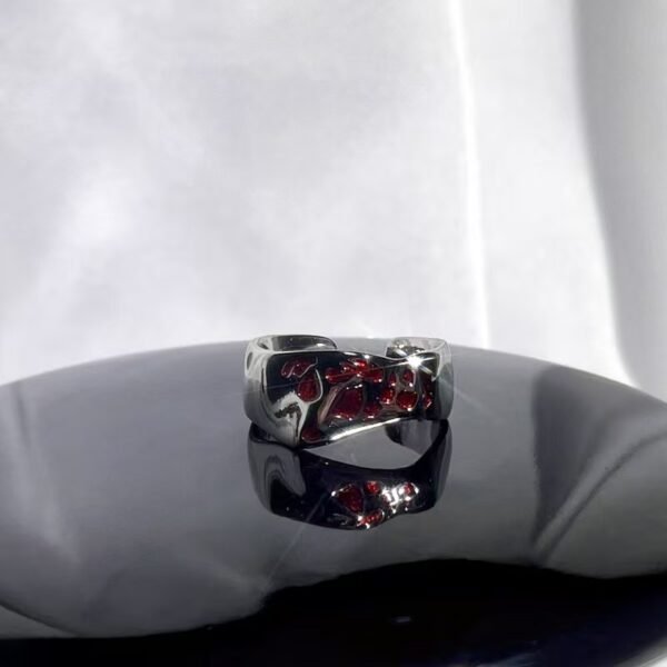 New Arrival Red Enamel Sweet Punk Ins Minimalist Fashion Niche Design Exquisite High-End Personal Ring - 图片 7
