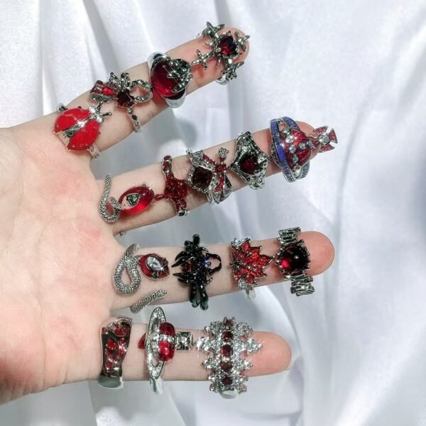New Arrival Red Enamel Sweet Punk Ins Minimalist Fashion Niche Design Exquisite High-End Personal Ring - 图片 5
