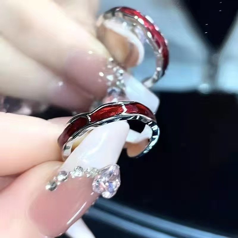 Red Drip Glaze Narrow Ring