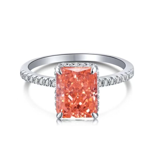 S925 Silver French Super Sparkling Square Diamond 8A Ice Cut Zircon Simulated Diamond Ring for Women, Ins Niche Design Ring - 图片 15