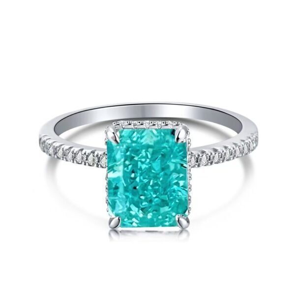 S925 Silver French Super Sparkling Square Diamond 8A Ice Cut Zircon Simulated Diamond Ring for Women, Ins Niche Design Ring - 图片 12