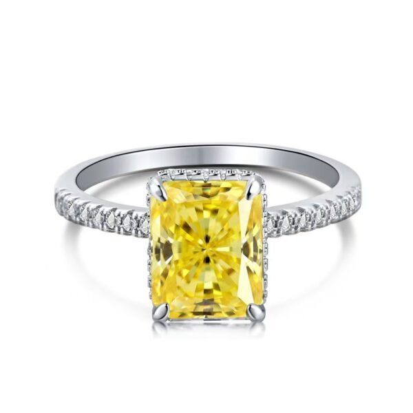 S925 Silver French Super Sparkling Square Diamond 8A Ice Cut Zircon Simulated Diamond Ring for Women, Ins Niche Design Ring - 图片 11