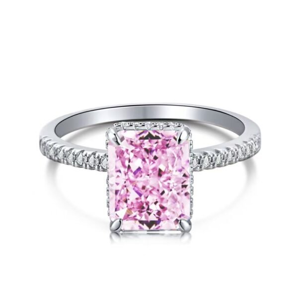 S925 Silver French Super Sparkling Square Diamond 8A Ice Cut Zircon Simulated Diamond Ring for Women, Ins Niche Design Ring - 图片 10