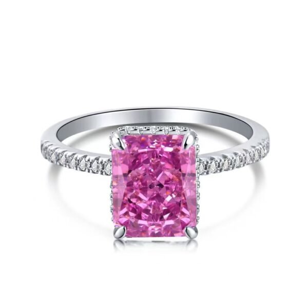 S925 Silver French Super Sparkling Square Diamond 8A Ice Cut Zircon Simulated Diamond Ring for Women, Ins Niche Design Ring - 图片 8