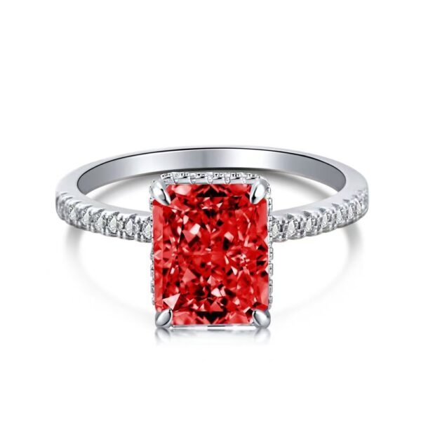 S925 Silver French Super Sparkling Square Diamond 8A Ice Cut Zircon Simulated Diamond Ring for Women, Ins Niche Design Ring - 图片 7