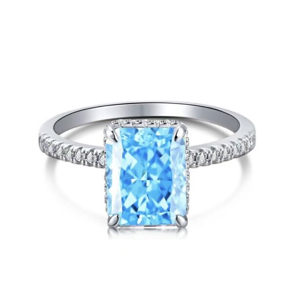 S925 Silver French Super Sparkling Square Diamond 8A Ice Cut Zircon Simulated Diamond Ring for Women, Ins Niche Design Ring - 图片 5