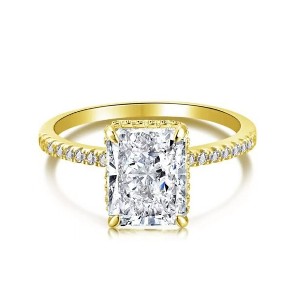 S925 Silver French Super Sparkling Square Diamond 8A Ice Cut Zircon Simulated Diamond Ring for Women, Ins Niche Design Ring - 图片 4