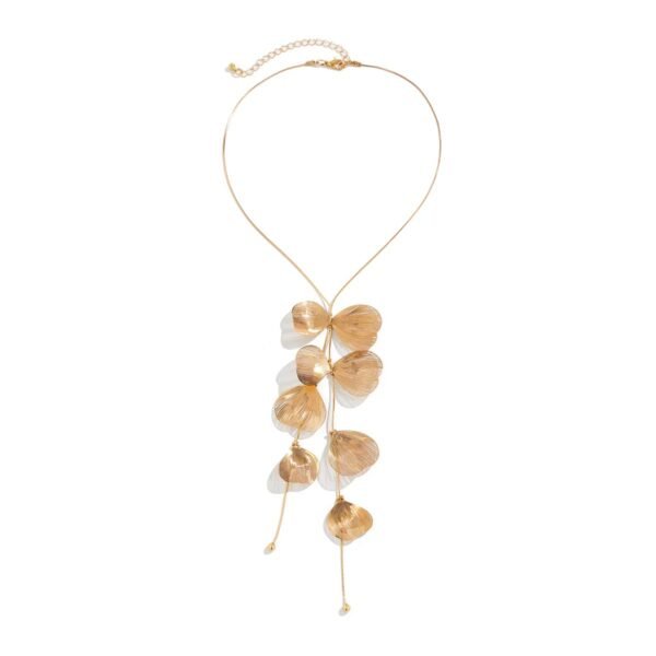 Niche Ginkgo Leaf Tassel Necklace with Sweet and Cool Design, Cross-Border Retro Adjustable Choker Jewelry - 图片 5