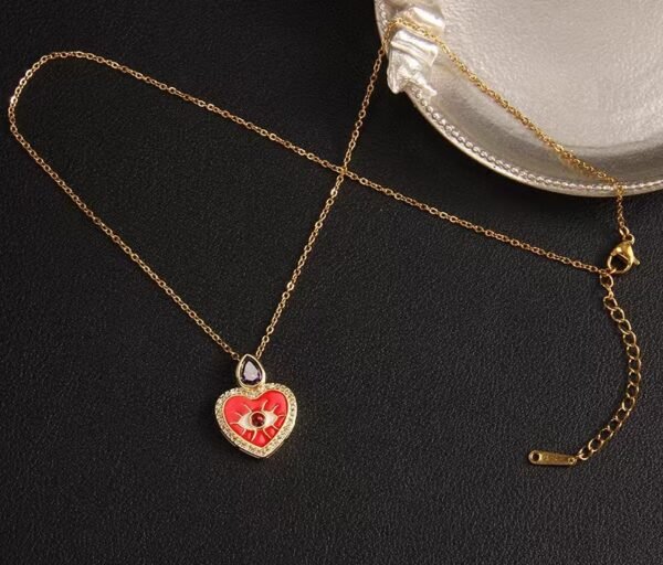 European and American Cross-Border New Arrival Dripping Oil Demon Eye Necklace for Women | Niche Design Zircon Pendant Titanium Steel Jewelry - 图片 21