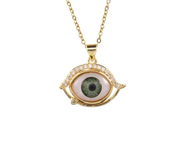 European and American Cross-Border New Arrival Dripping Oil Demon Eye Necklace for Women | Niche Design Zircon Pendant Titanium Steel Jewelry - 图片 7