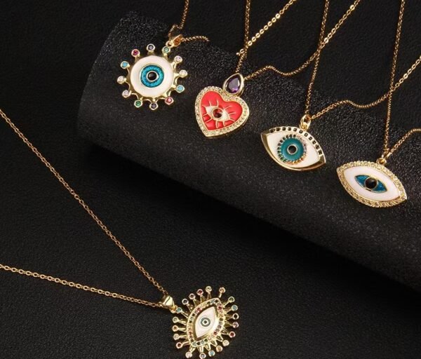 European and American Cross-Border New Arrival Dripping Oil Demon Eye Necklace for Women | Niche Design Zircon Pendant Titanium Steel Jewelry - 图片 20