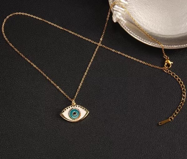 European and American Cross-Border New Arrival Dripping Oil Demon Eye Necklace for Women | Niche Design Zircon Pendant Titanium Steel Jewelry - 图片 18