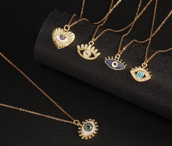 European and American Cross-Border New Arrival Dripping Oil Demon Eye Necklace for Women | Niche Design Zircon Pendant Titanium Steel Jewelry - 图片 6