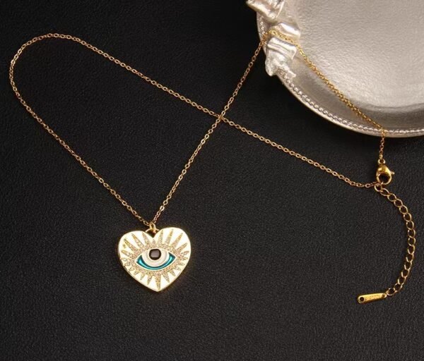 European and American Cross-Border New Arrival Dripping Oil Demon Eye Necklace for Women | Niche Design Zircon Pendant Titanium Steel Jewelry - 图片 17