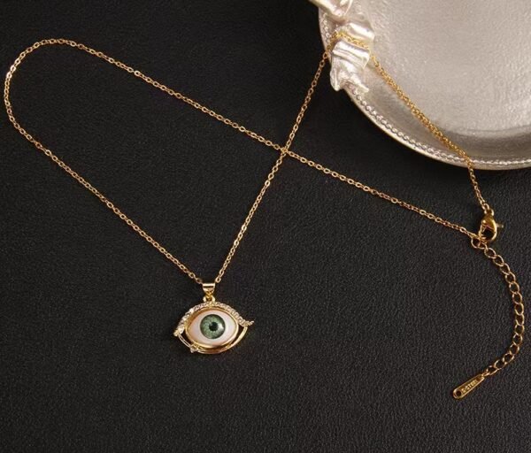 European and American Cross-Border New Arrival Dripping Oil Demon Eye Necklace for Women | Niche Design Zircon Pendant Titanium Steel Jewelry - 图片 16