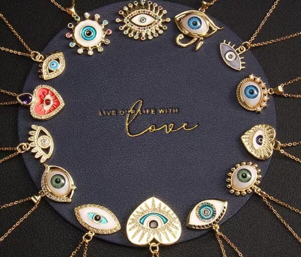 European and American Cross-Border New Arrival Dripping Oil Demon Eye Necklace for Women | Niche Design Zircon Pendant Titanium Steel Jewelry