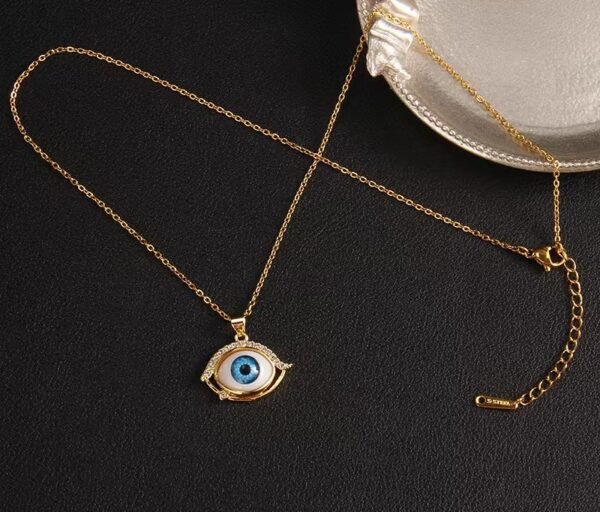 European and American Cross-Border New Arrival Dripping Oil Demon Eye Necklace for Women | Niche Design Zircon Pendant Titanium Steel Jewelry - 图片 14