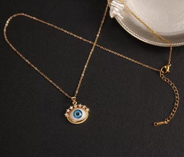 European and American Cross-Border New Arrival Dripping Oil Demon Eye Necklace for Women | Niche Design Zircon Pendant Titanium Steel Jewelry - 图片 4