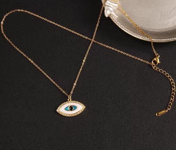 European and American Cross-Border New Arrival Dripping Oil Demon Eye Necklace for Women | Niche Design Zircon Pendant Titanium Steel Jewelry - 图片 11