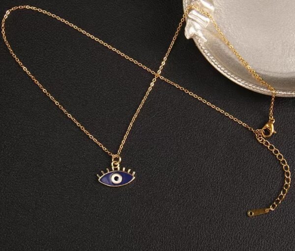European and American Cross-Border New Arrival Dripping Oil Demon Eye Necklace for Women | Niche Design Zircon Pendant Titanium Steel Jewelry - 图片 3