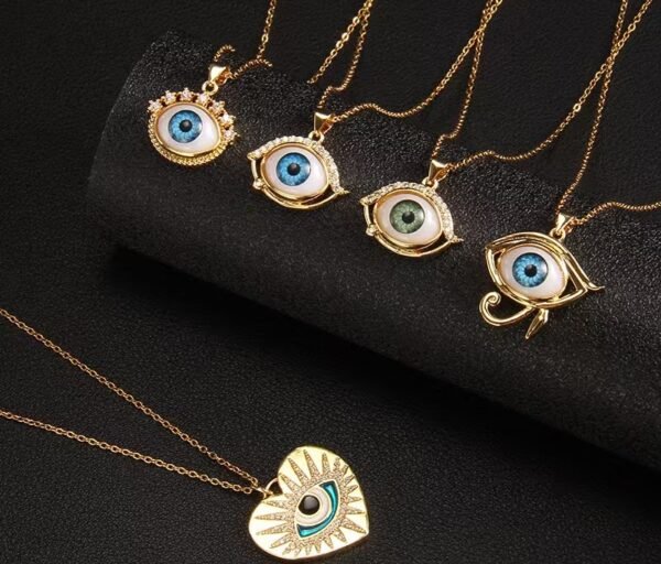 European and American Cross-Border New Arrival Dripping Oil Demon Eye Necklace for Women | Niche Design Zircon Pendant Titanium Steel Jewelry - 图片 2