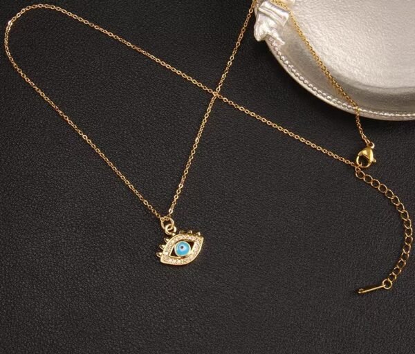 European and American Cross-Border New Arrival Dripping Oil Demon Eye Necklace for Women | Niche Design Zircon Pendant Titanium Steel Jewelry - 图片 8