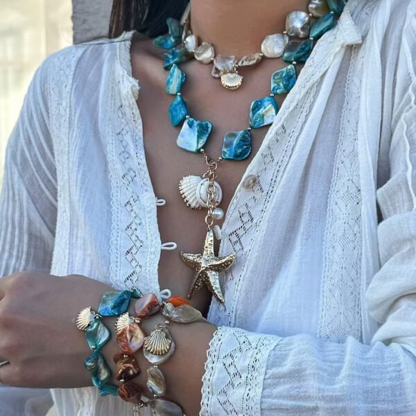 INS Ocean Style Shell and Starfish Necklace | Irregular Design for Charming Resort Vibes
